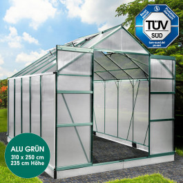Aluminium-Gewächshaus 310x250x235 grün
