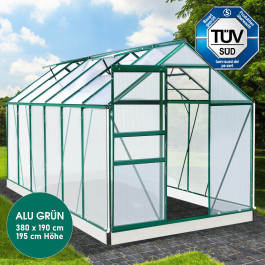 Aluminium Gewächshaus 380x190x195 grün