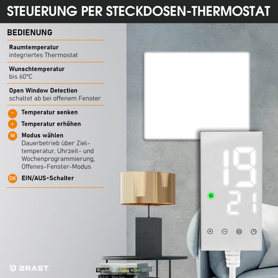 Bequem steuerbar per Steckdosen-Thermostat