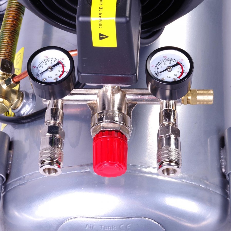 Druckregler, 2 Manometer und 2 Schnellkupplungsanschlüsse für Werkzeugaufsätze